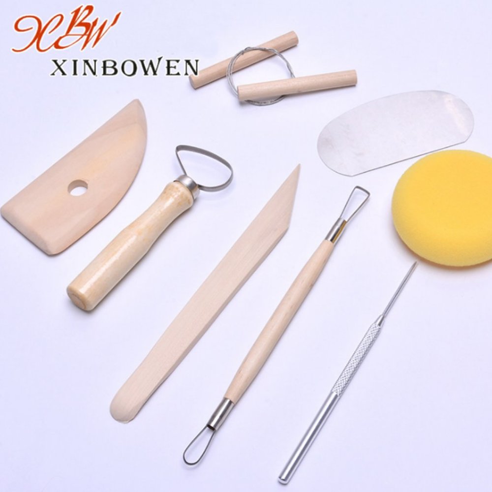 Smooth Wooden Handles 8 Pcs Pottery & Clay Sculpting Tools Double-Sided